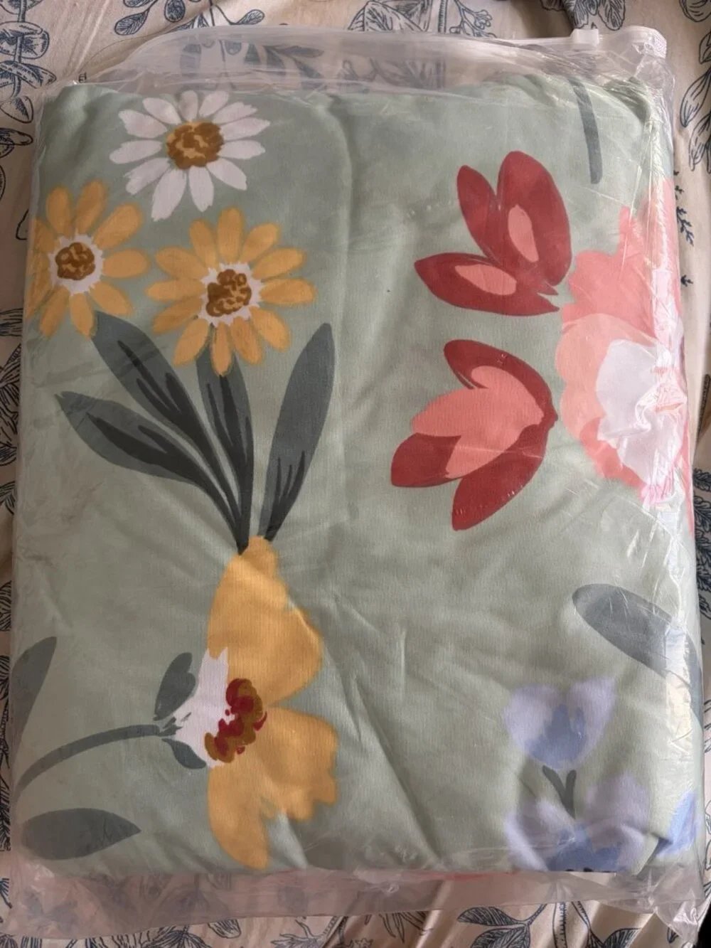 Floral Queen Duvet Cover Set Green Botanical Bedding 3 Piece Soft Lightweight